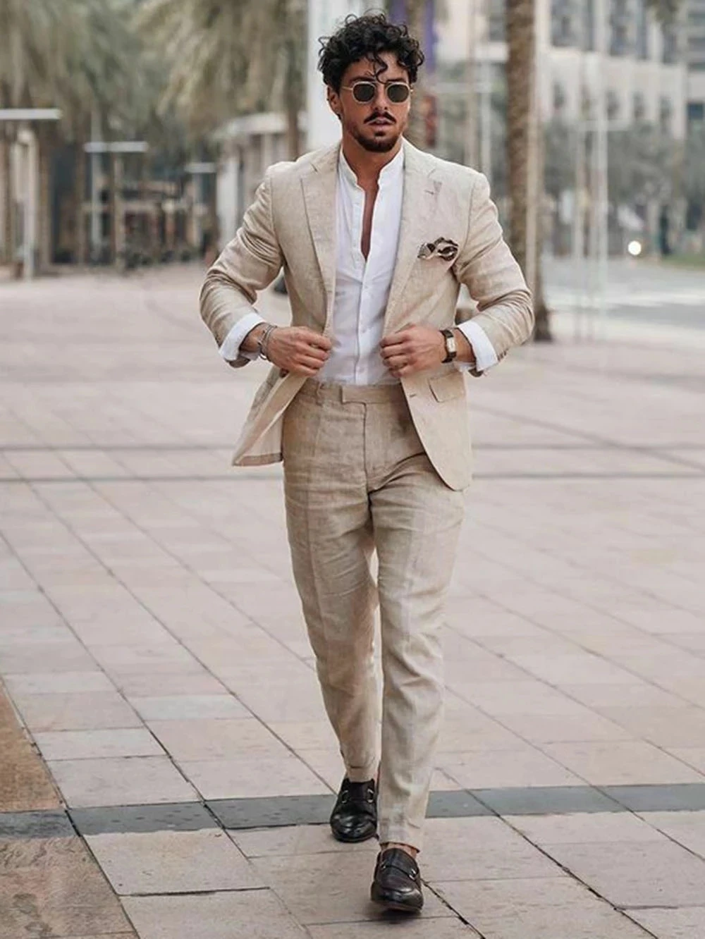 Men Linen Formal Wear - Sommer Strand Business Leinen Herrenanzüge Maßgeschneidert