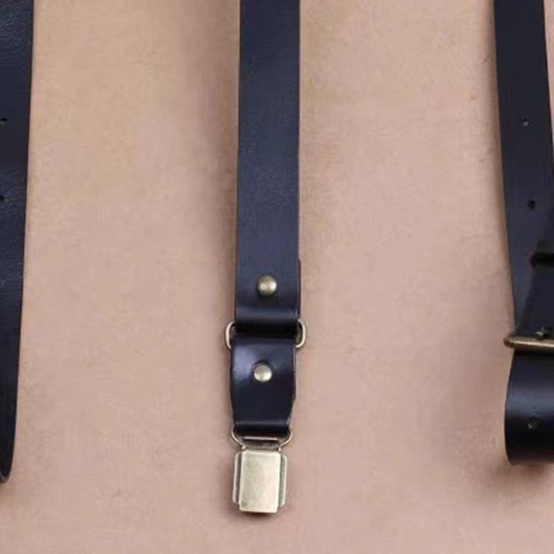 Suspender Clip Formal - 39BD Verstellbare PU-Leder-Hosenträger mit Hakenverschlüssen, Schultergurt