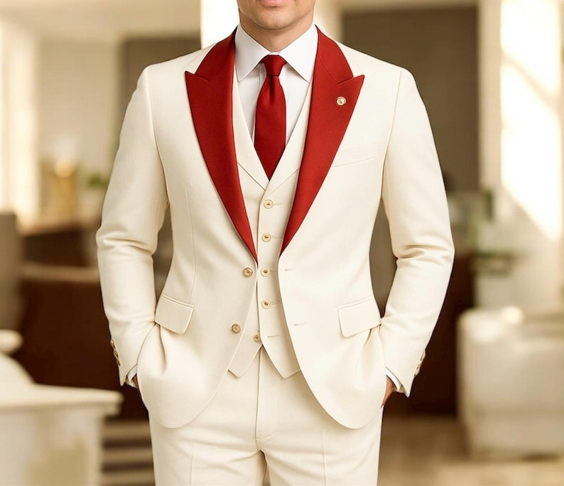 Men'S Formal Wear For Engagement - Weißer 3-teiliger Herrenanzug, formelle Kleidung, Hochzeit,
