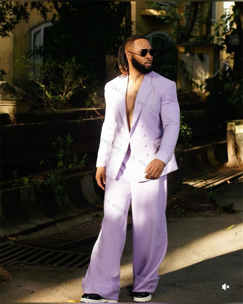 Men Formal Wear Purple - Lavendel-Lila Herrenanzüge, Hosen-Set, 2-teilig, Blazer +