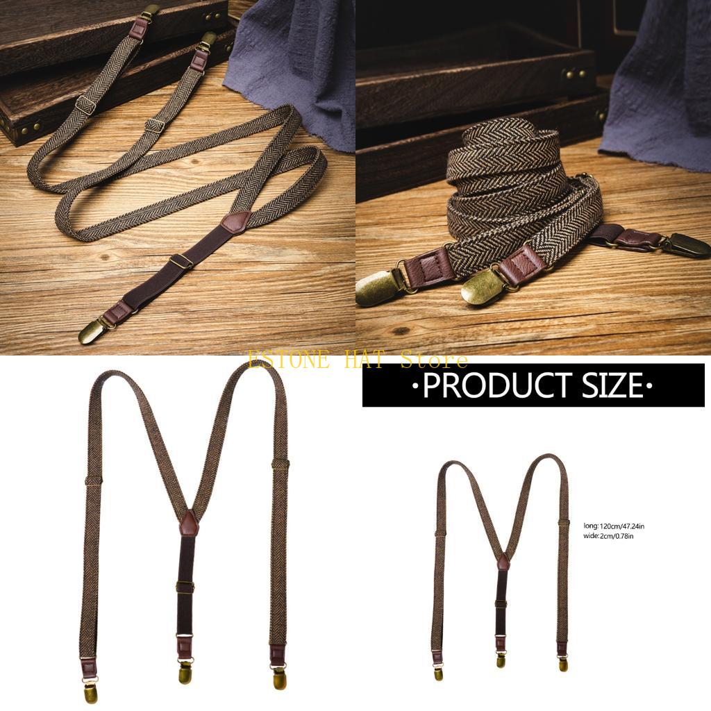 Suspender Clip Formal - 49MF Herren-Hosenträger, elastisch, 3-Clip-Design, Jacquard-Clip-On, bequeme