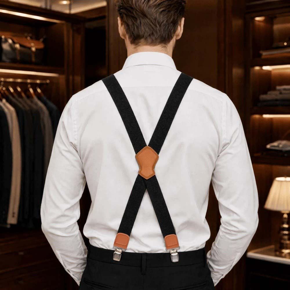 Suspender Clip Formal - Neue Elastische Schwerlast-Hosenträger mit Verstellbarem Maismuster-Verschluss,
