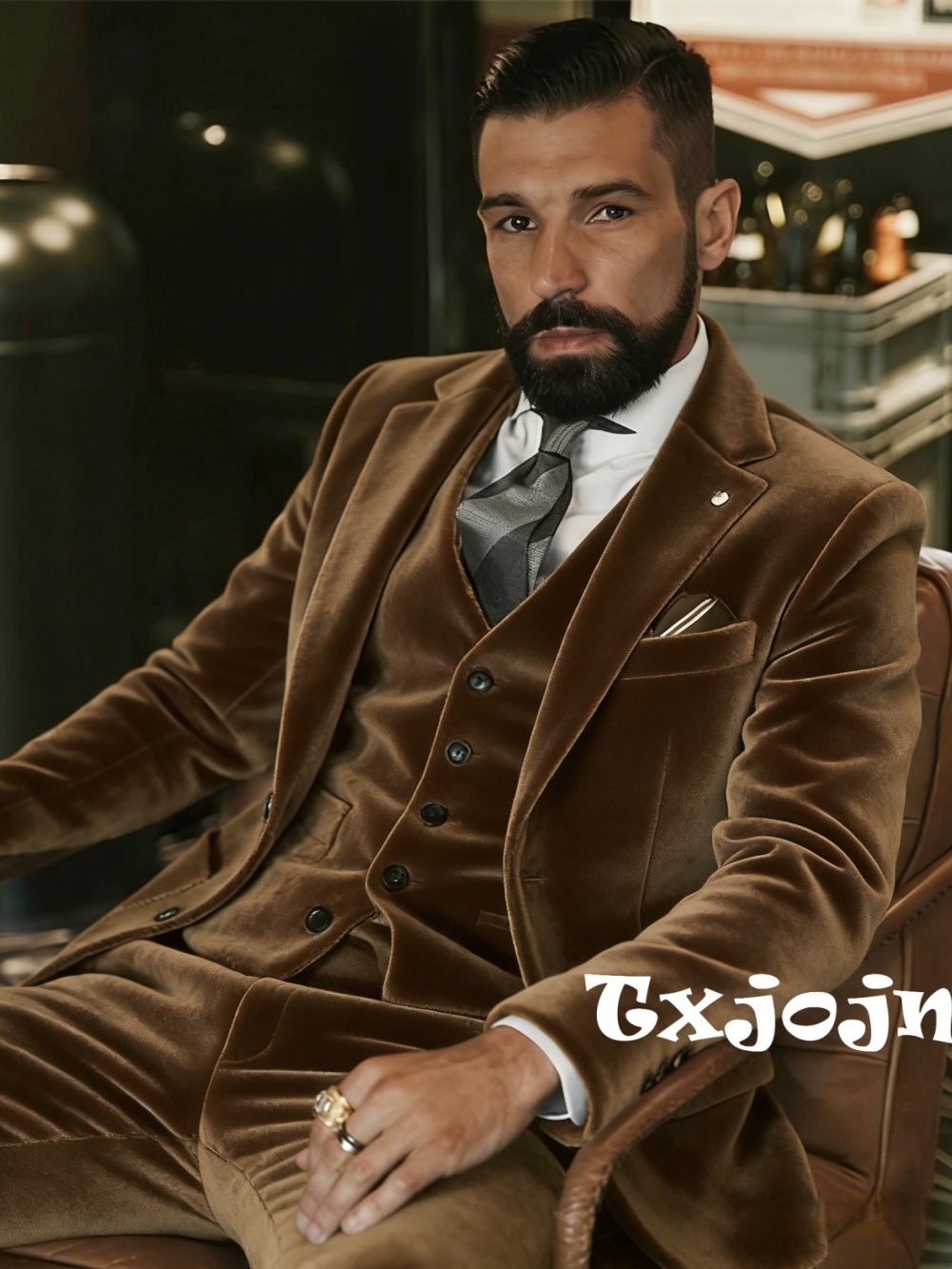 Men Formal Wear Outfits - Herren-Samtanzüge 3-teilig Tanz- und Abendgarderobe Reverskragen