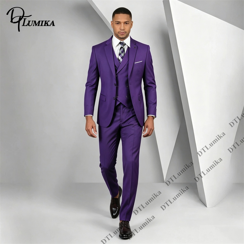 Men Formal Wear Purple - Herren 3-teiliger Lila Anzug Slim Fit