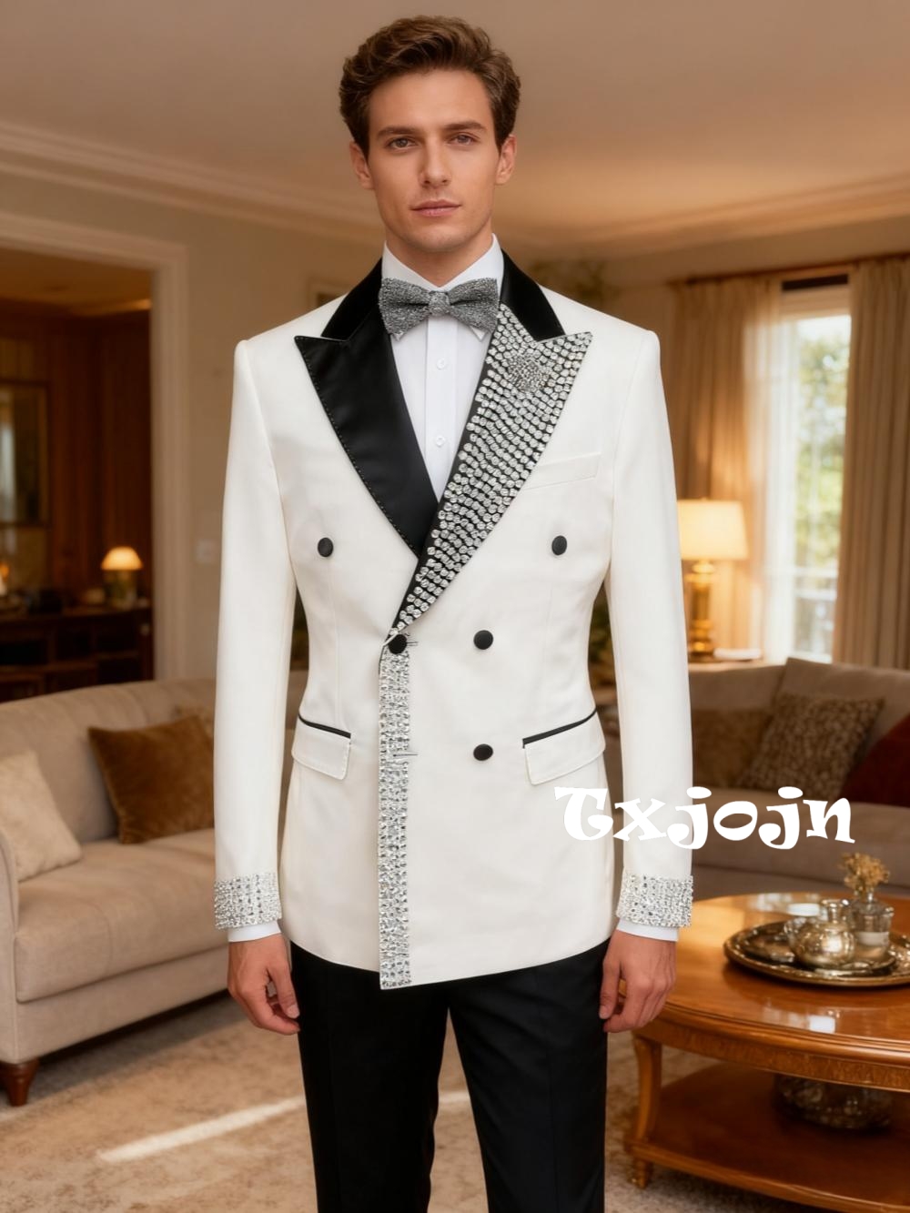 Men'S Formal Wear For Engagement - Schillernde, luxuriöse, perlenbesetzte Slim-Fit-Anzüge für Herren,