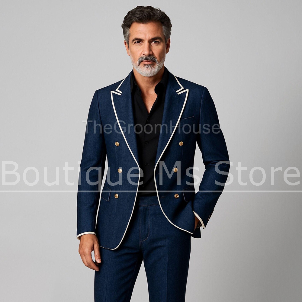 Herren Denim Zweireiher 2-Teil – Men Formal Wear Outfits Bewertung und Preis