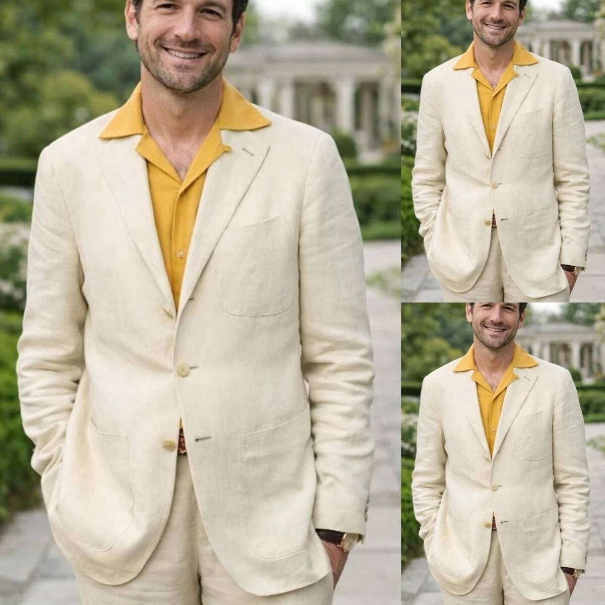 Beiger Leinen 2-Teiliger Herre – Men'S Relaxed Formal Wear Bewertung und Preis