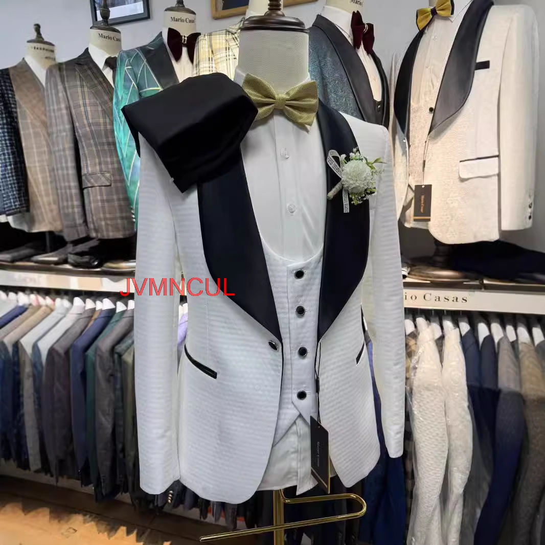 2026 Herren Weißer Jacquard 3- – Men'S Formal Wear For Reception Bewertung und Preis