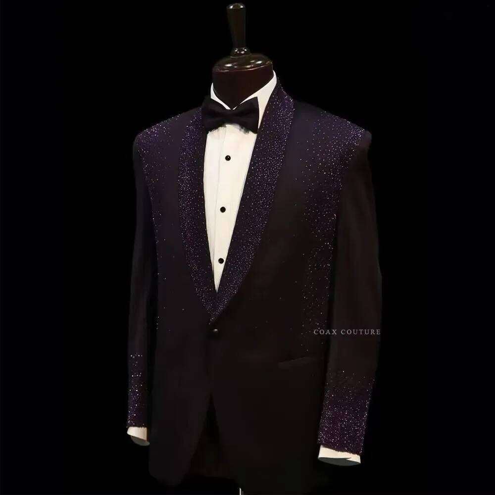 Lila Glitzer-Kristall Formelle – Men Formal Wear Purple Bewertung und Preis