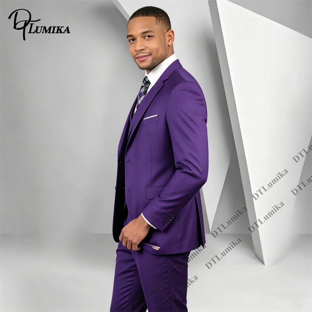 Herren 3-teiliger Lila Anzug S – Men Formal Wear Purple Bewertung und Preis
