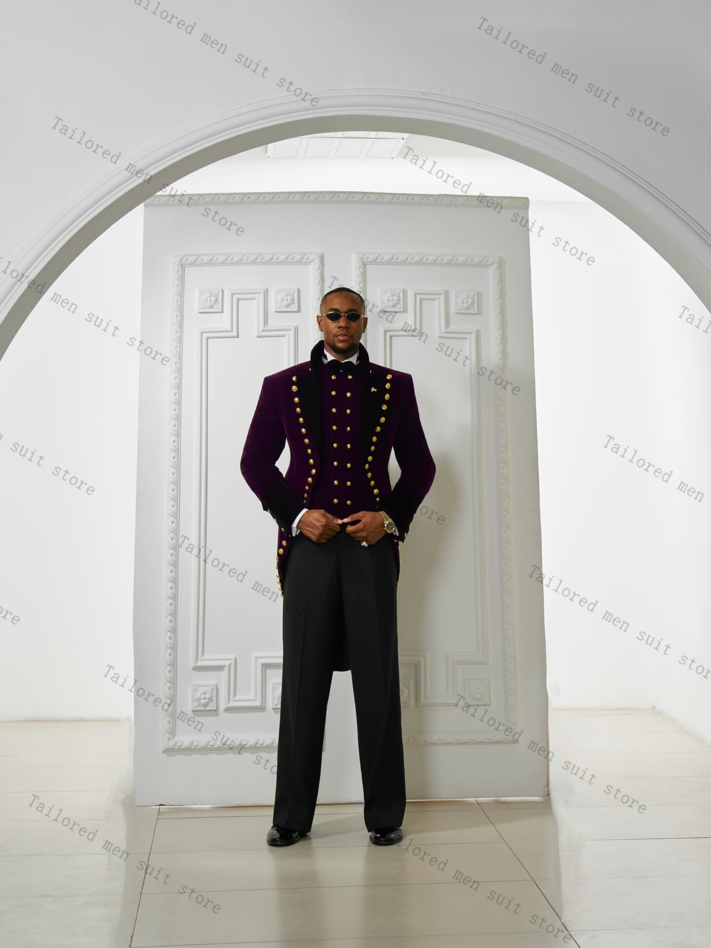 Lila Herrenanzüge, Hosen-Set,  – Men Formal Wear Purple Bewertung und Preis