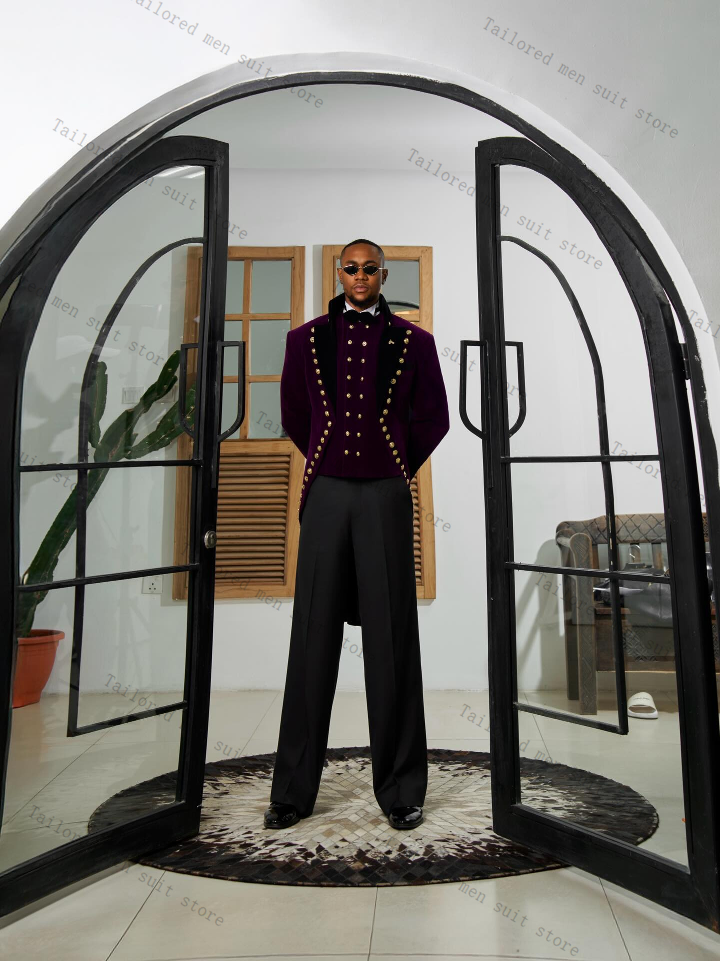 Lila Herrenanzüge, Hosen-Set,  – Men Formal Wear Purple Bewertung und Preis