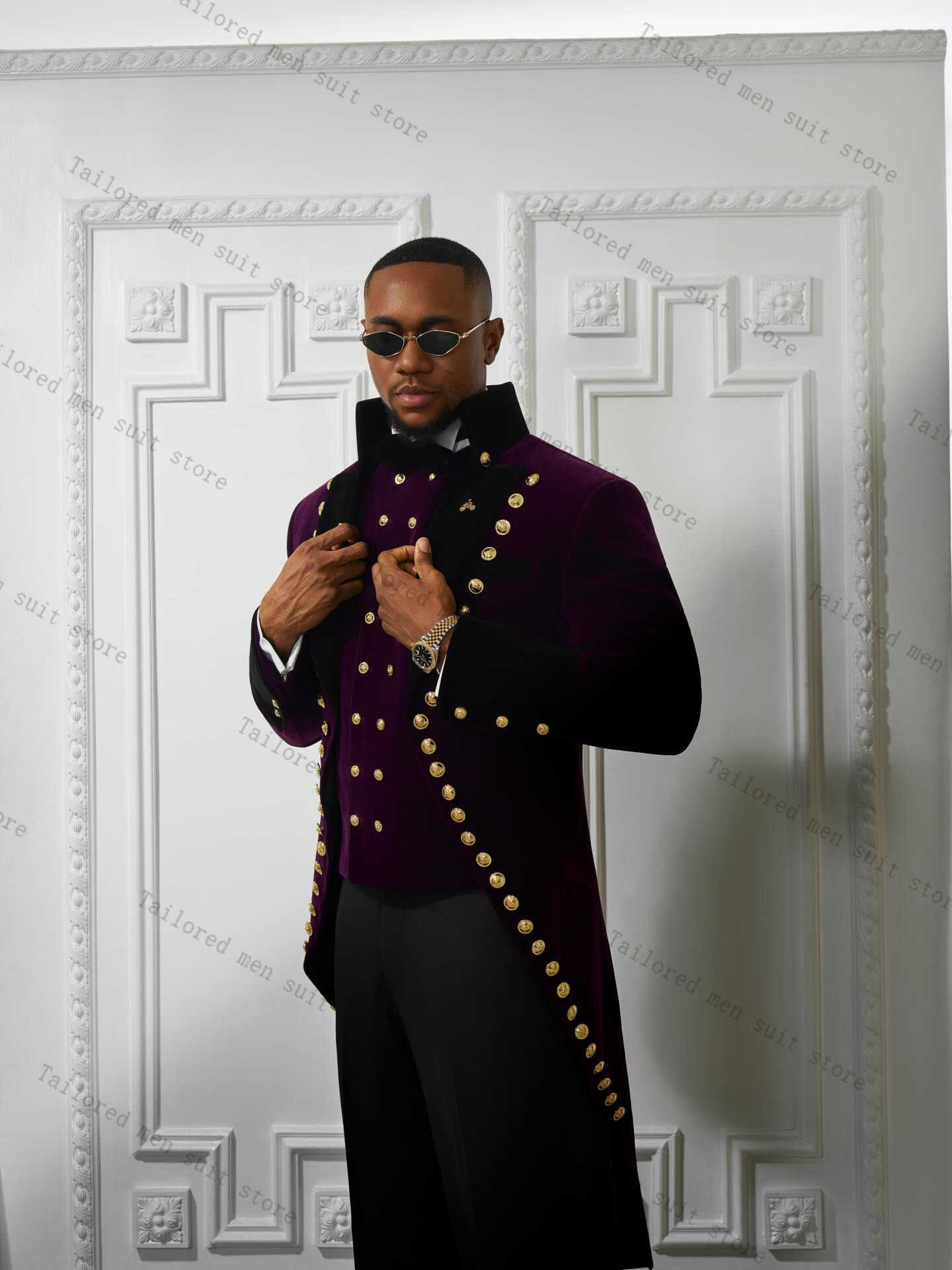 Lila Herrenanzüge, Hosen-Set,  – Men Formal Wear Purple Bewertung und Preis